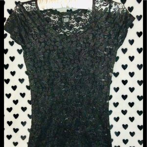 sexy black lace short sleeve top